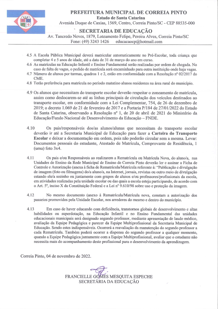 Senhores pais e responsáveis, - Prefeitura de São Felipe